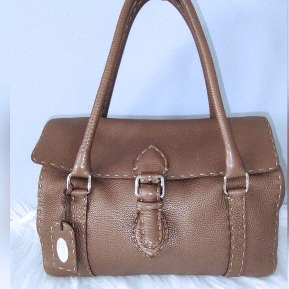Fendi Handbags - Fendi Selleria Linda bronze leather satchel EUC